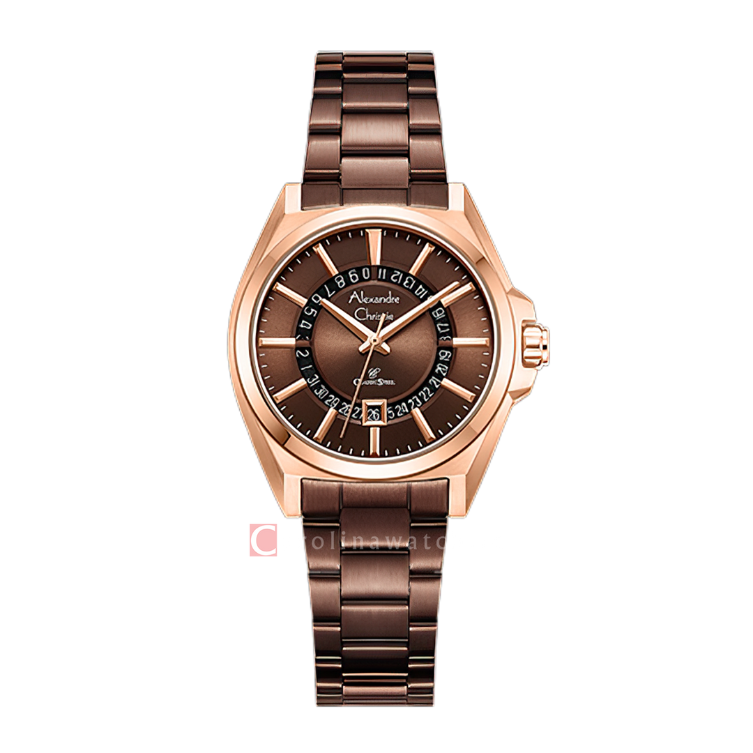 Jam Tangan Alexandre Christie Classic Steel AC 8688 LDBROBO Women Brown Dial Brown Stainless Steel Strap