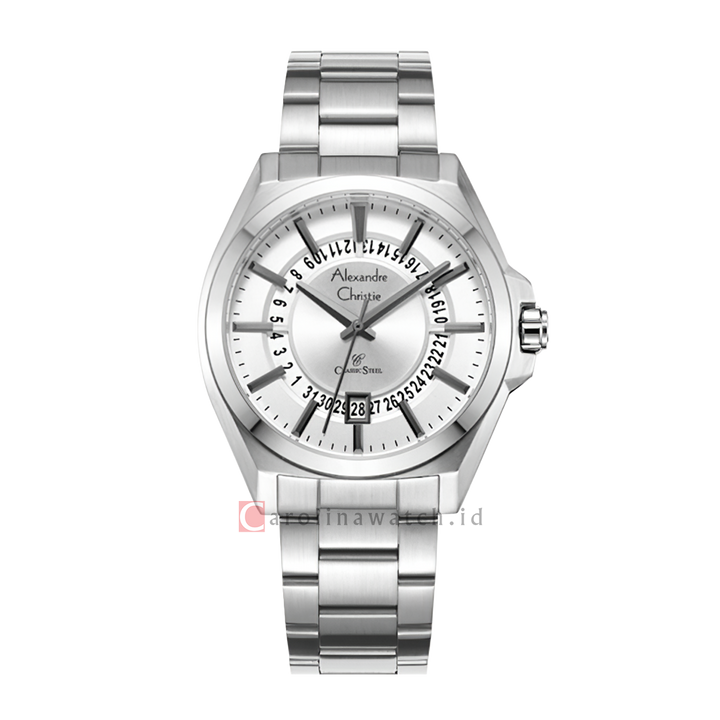 Jam Tangan Alexandre Christie Classic Steel AC 8688 MDBSSSL Men Silver Dial Stainless Steel Strap