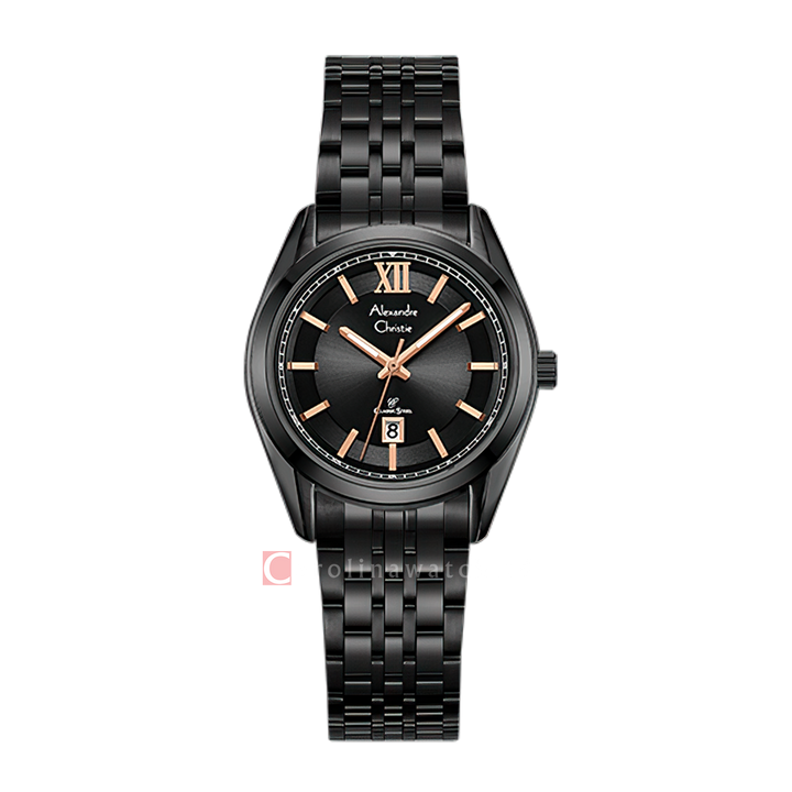 Jam Tangan Alexandre Christie Classic Steel AC 8690 LDBIPBARG Women Black Dial Black Stainless Steel Strap