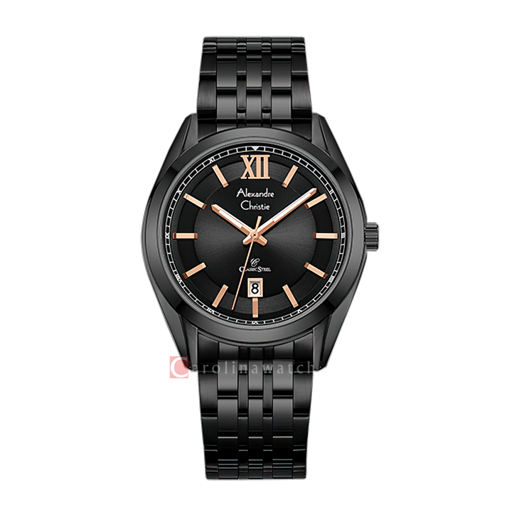 Jam Tangan Alexandre Christie Classic Steel AC 8690 MDBIPBARG Men Black Dial Black Stainless Steel Strap