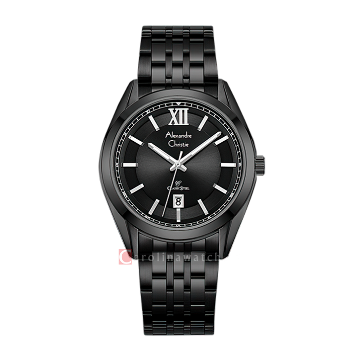 Jam Tangan Alexandre Christie Classic Steel AC 8690 MDBIPBA Men Black Dial Black Stainless Steel Strap