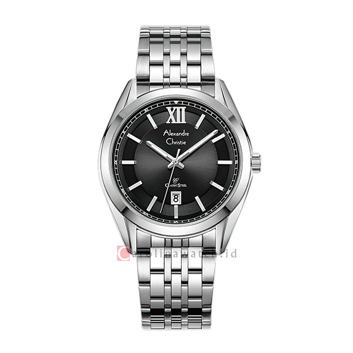 Jam Tangan Alexandre Christie Classic Steel AC 8690 MDBSSBA Men Black Dial Stainless Steel Strap
