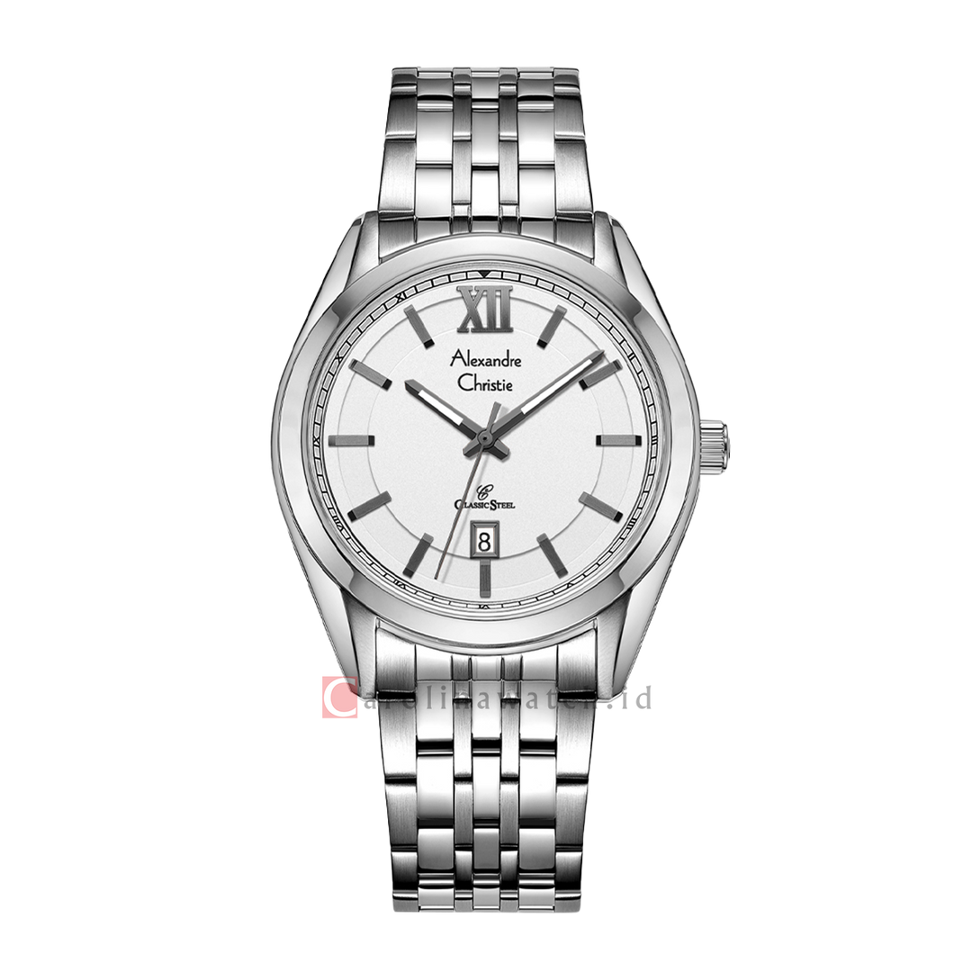 Jam Tangan Alexandre Christie Classic Steel AC 8690 MDBSSSL Men Silver Dial Stainless Steel Strap