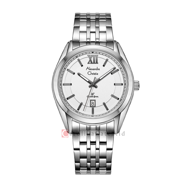 Jam Tangan Alexandre Christie Classic Steel AC 8690 MDBSSSL Men Silver Dial Stainless Steel Strap