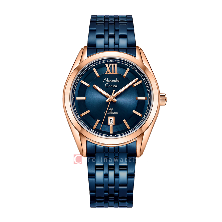 Jam Tangan Alexandre Christie Classic Steel AC 8690 MDBURBU Men Blue Dial Blue Stainless Steel Strap