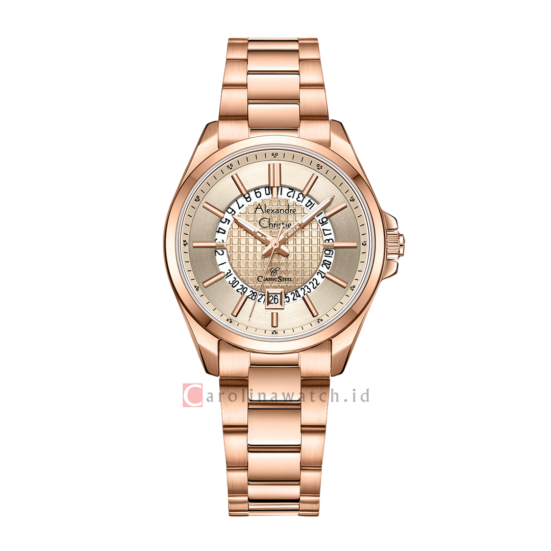 Jam Tangan Alexandre Christie Classic Steel AC 8691 LDBRGLN Women Rose Gold Dial Rose Gold Stainless Steel Strap