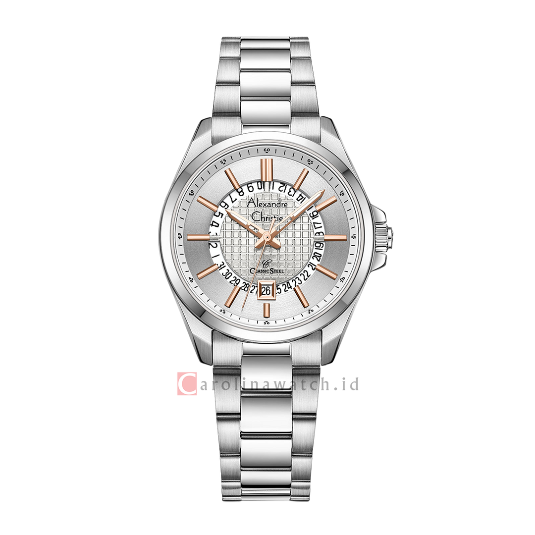 Jam Tangan Alexandre Christie Classic Steel AC 8691 LDBSSSLRG Women Silver Dial Stainless Steel Strap