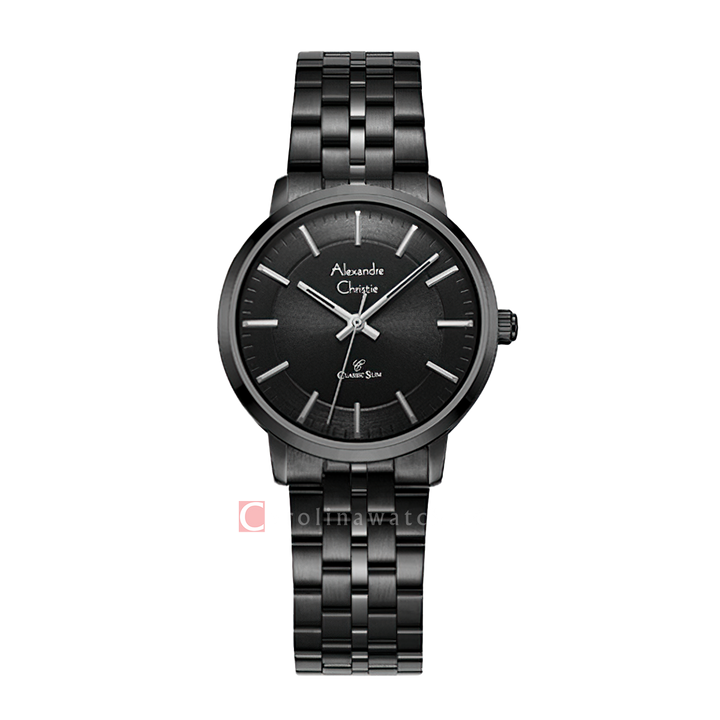 Jam Tangan Alexandre Christie Classic Slim AC 8692 LHBIPBA Women Black Dial Black Stainless Steel Strap