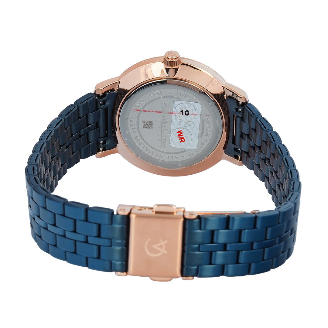 Jam Tangan Alexandre Christie Classic Slim AC 8692 LHBURBU Women Blue Dial Blue Stainless Steel Strap