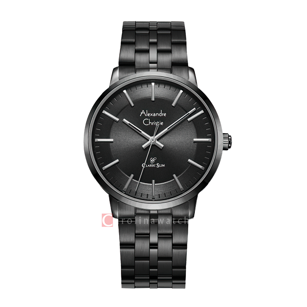 Jam Tangan Alexandre Christie Classic Slim AC 8692 MHBIPBA Men Black Dial Black Stainless Steel Strap