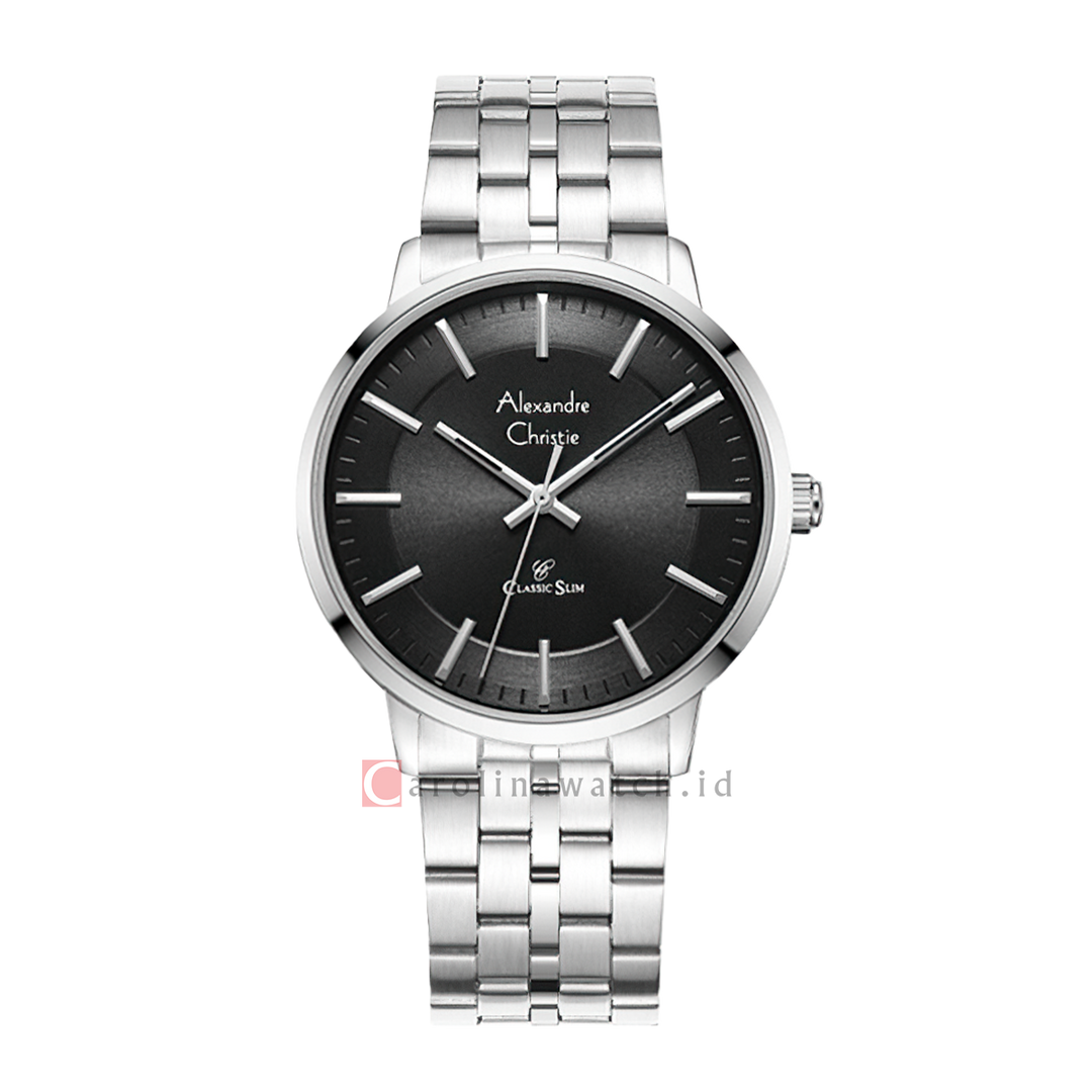 Jam Tangan Alexandre Christie Classic Slim AC 8692 MHBSSBA Men Black Dial Stainless Steel Strap