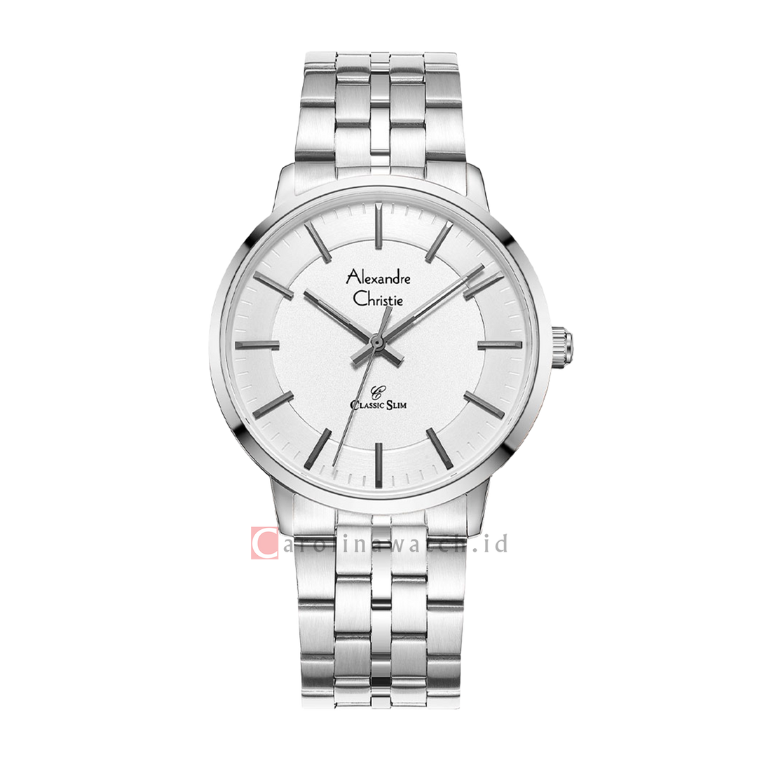 Jam Tangan Alexandre Christie Classic Slim AC 8692 MHBSSSL Men Silver Dial Stainless Steel Strap