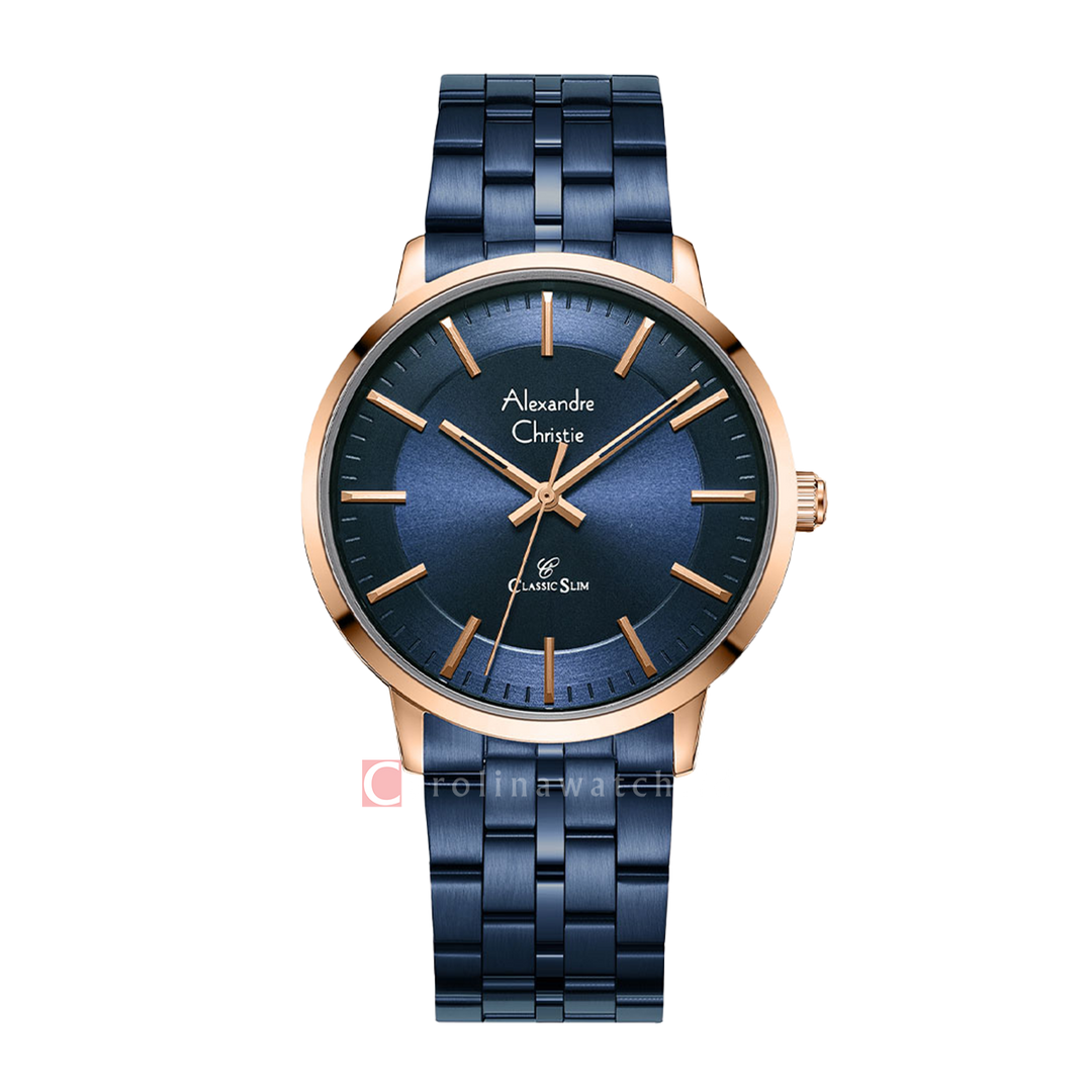 Jam Tangan Alexandre Christie Classic Slim AC 8692 MHBURBU Men Blue Dial Blue Stainless Steel Strap