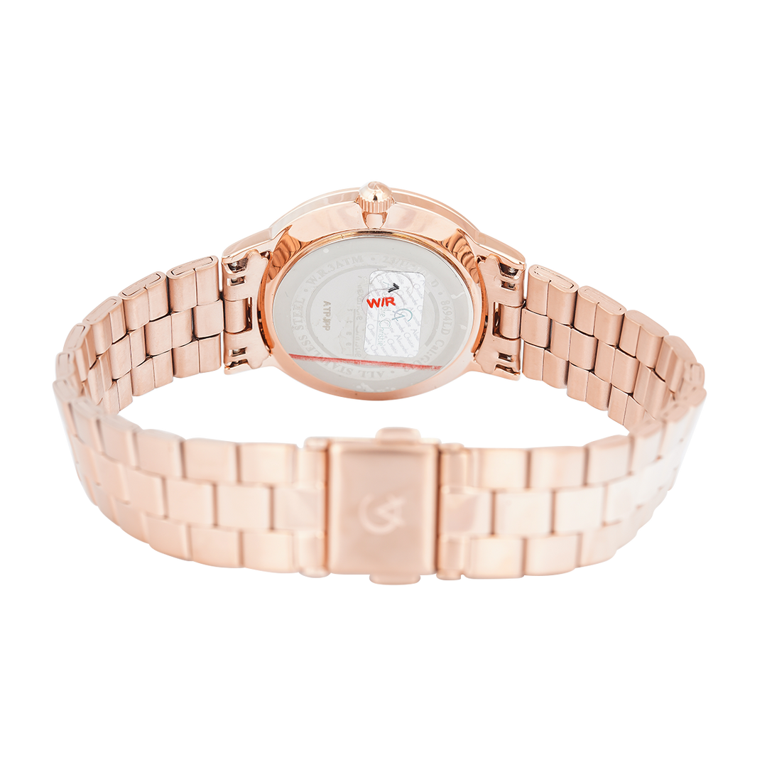 Jam Tangan Alexandre Christie Classic Slim AC 8694 LDBRGLN Women Gold Dial Rose Gold Stainless Steel Strap