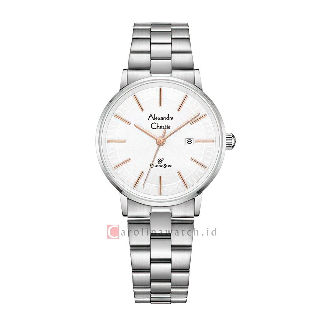 Jam Tangan Alexandre Christie Classic Slim AC 8694 LDBSSSLRG Women Silver Dial Stainless Steel Strap