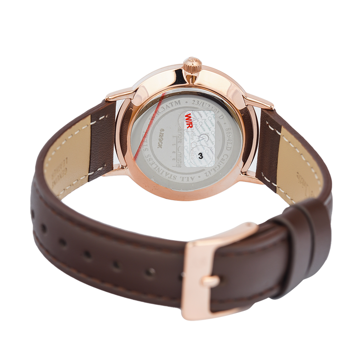 Jam Tangan Alexandre Christie Classic Slim AC 8694 LDLRGSL Women Silver Dial Brown Leather Strap