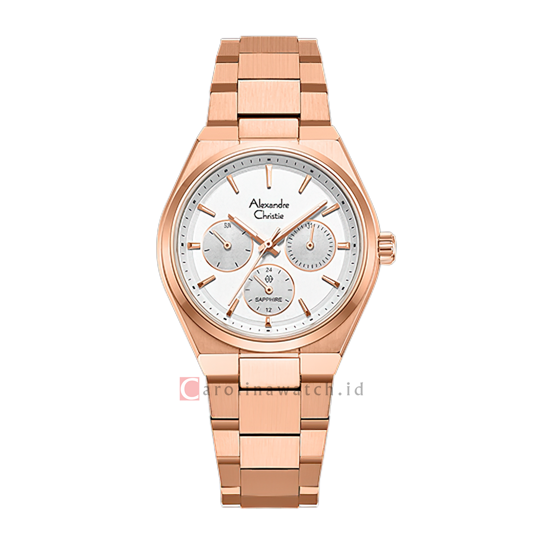 Jam Tangan Wanita Alexandre Christie Classic Steel AC 8697 BFBRGSL White Dial Rose Gold Stainless Steel Strap