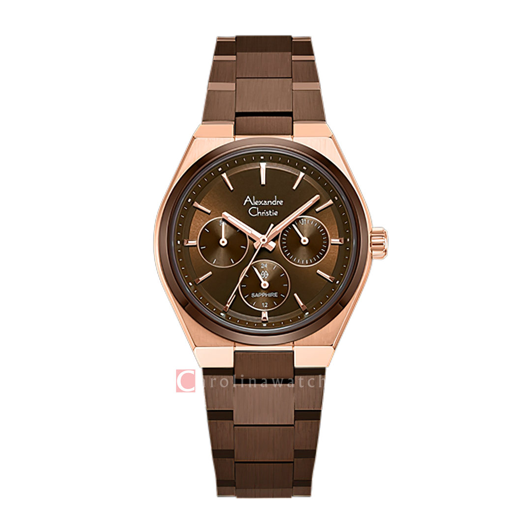 Jam Tangan Wanita Alexandre Christie Classic Steel AC 8697 BFBROBO Brown Dial Brown Stainless Steel Strap