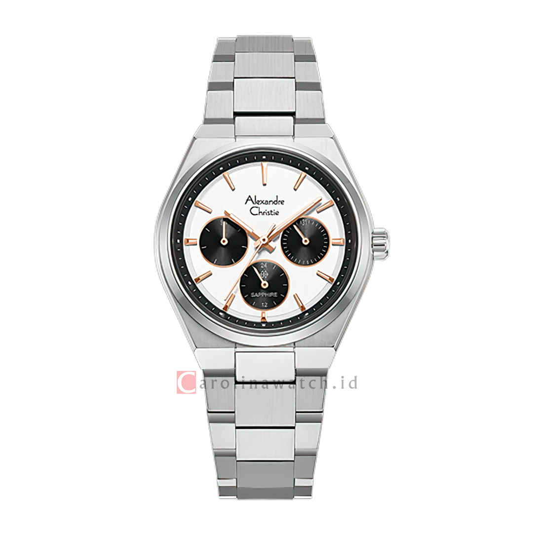 Jam Tangan Wanita Alexandre Christie Classic Steel AC 8697 BFBSSSLRG White Dial Silver Stainless Steel Strap