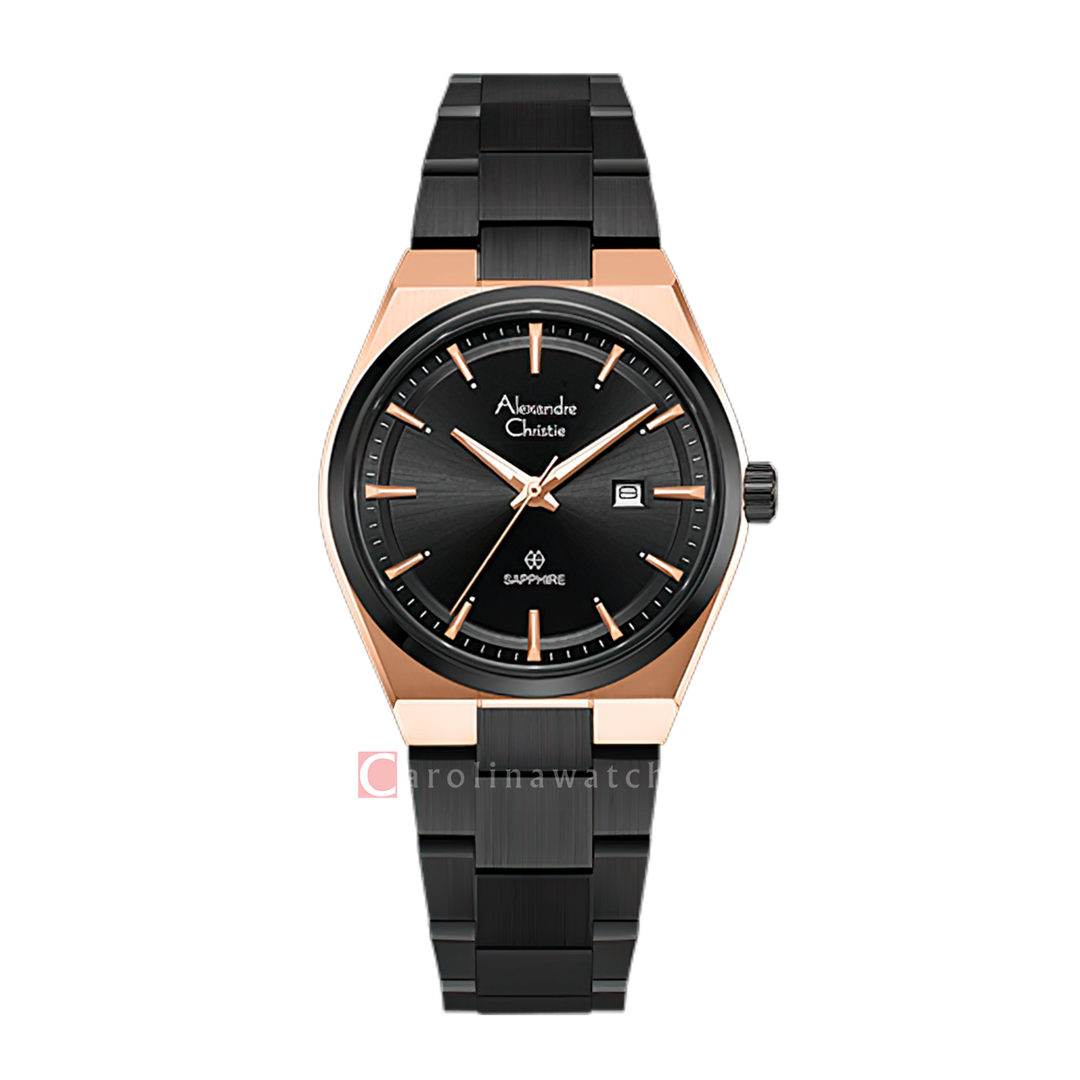 Jam Tangan Wanita Alexandre Christie Classic Steel AC 8697 LDBBRBA Black Dial Black Stainless Steel Strap