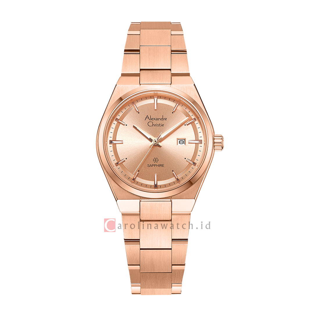 Jam Tangan Alexandre Christie Classic Steel AC 8697 LDBRGLN Women Rose Gold Dial Rose Gold Stainless Steel Strap