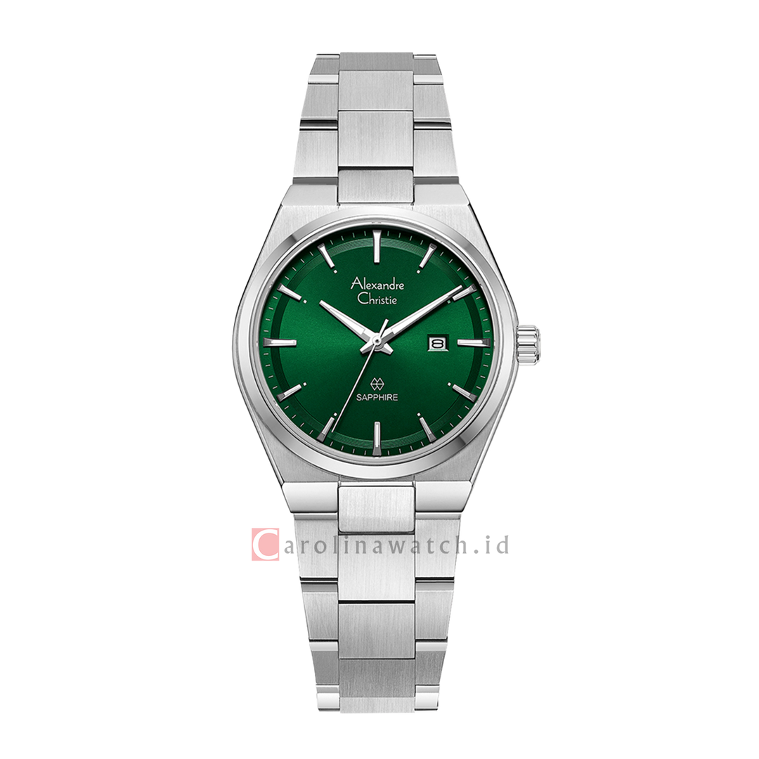 Jam Tangan Alexandre Christie Classic Steel AC 8697 LDBSSGN Women Green Dial Stainless Steel Strap