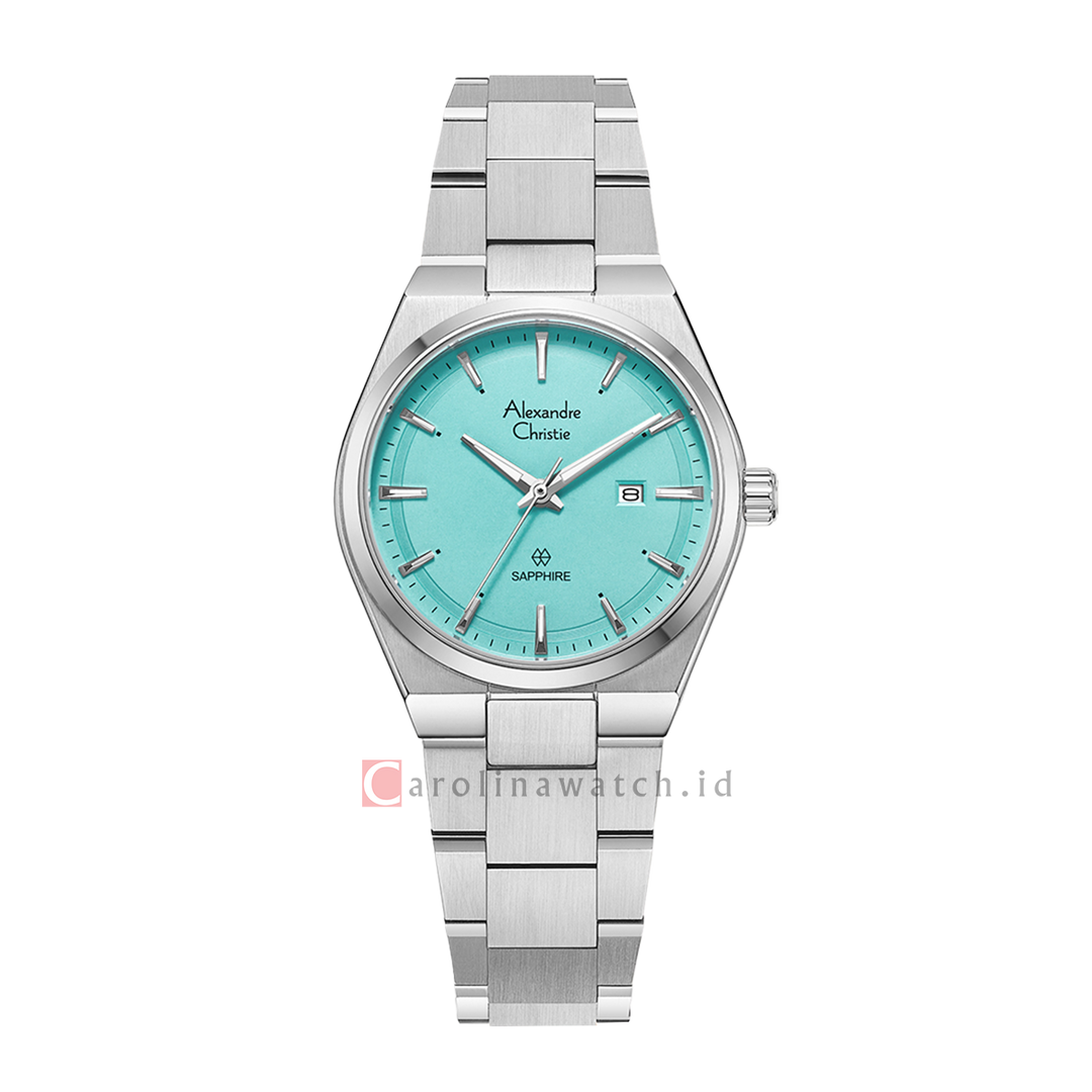 Jam Tangan Alexandre Christie Classic Steel AC 8697 LDBSSLB Women Turquoise Dial Stainless Steel Strap