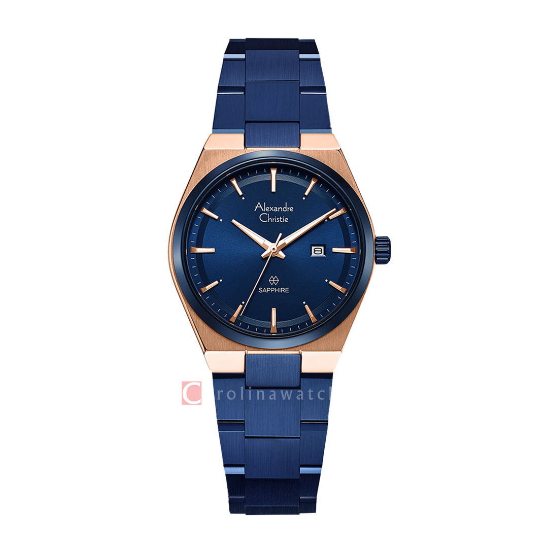 Jam Tangan Alexandre Christie Classic Steel AC 8697 LDBURBU Women Blue Dial Blue Stainless Steel Strap