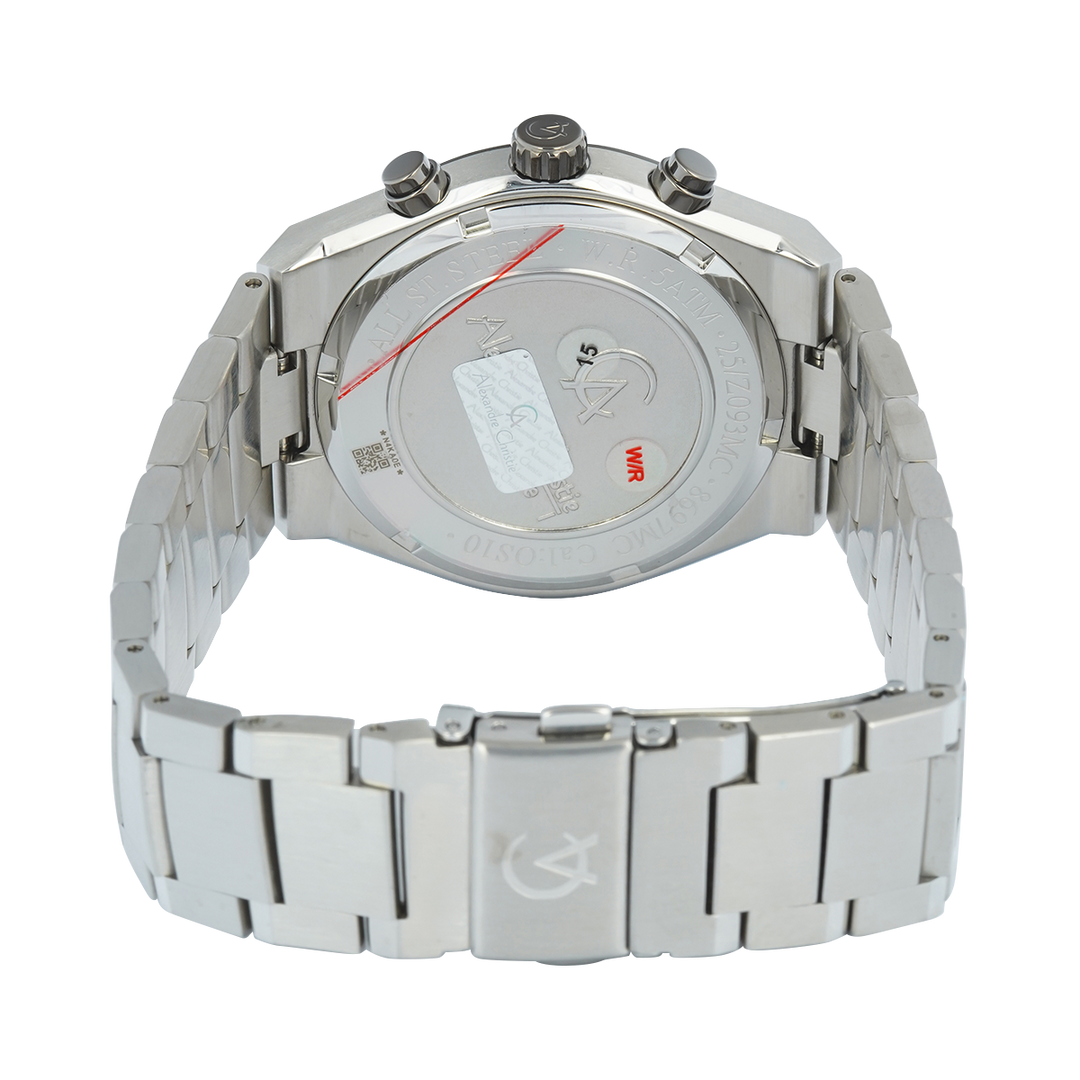 Jam Tangan Alexandre Christie Chronograph AC 8697 MCBTEGR Men Grey Dial Stainless Steel Strap