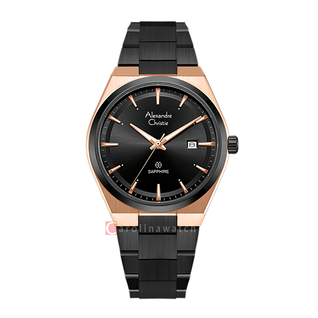 Jam Tangan Pria Alexandre Christie Classic Steel AC 8697 MDBBRBA Black Dial Black Stainless Steel Strap