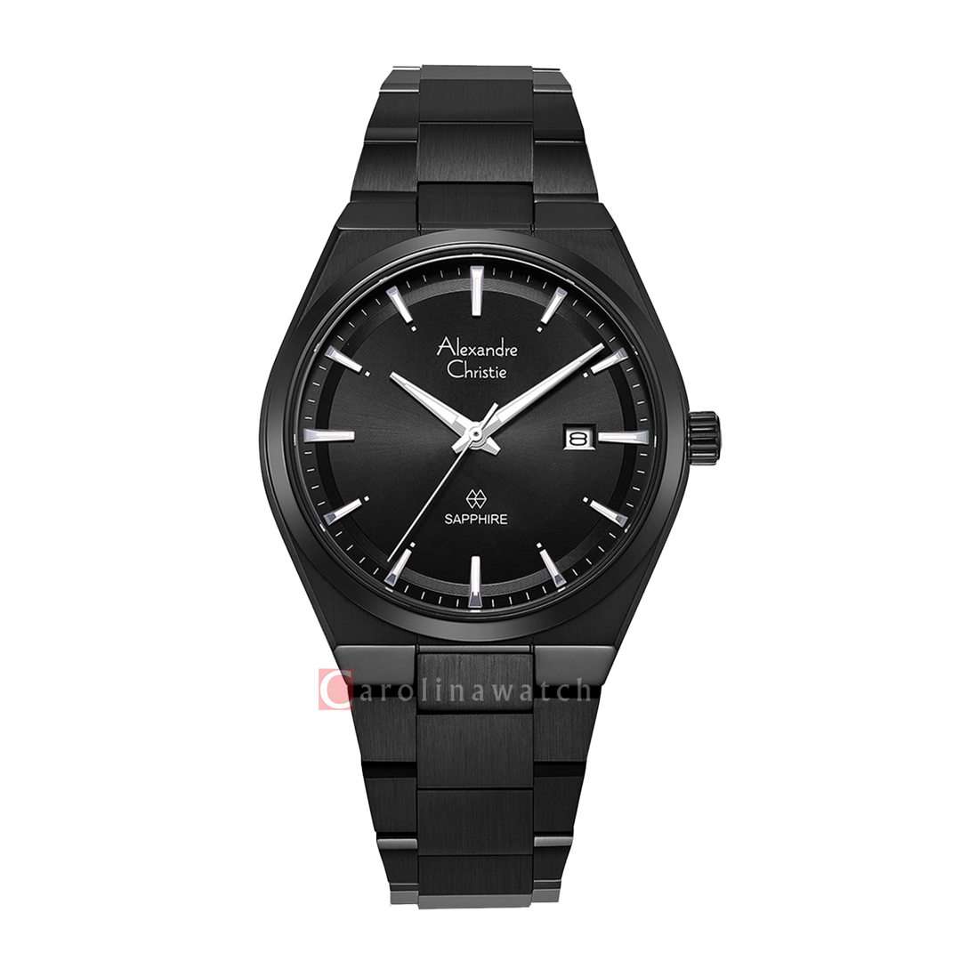 Jam Tangan Alexandre Christie Classic Steel AC 8697 MDBIPBA Men Black Dial Black Stailness Steel Strap