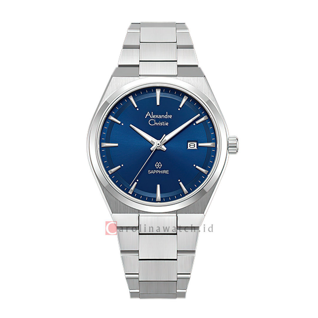 Jam Tangan Pria Alexandre Christie Classic Steel AC 8697 MDBSSBU Blue Dial Silver Stainless Steel Strap