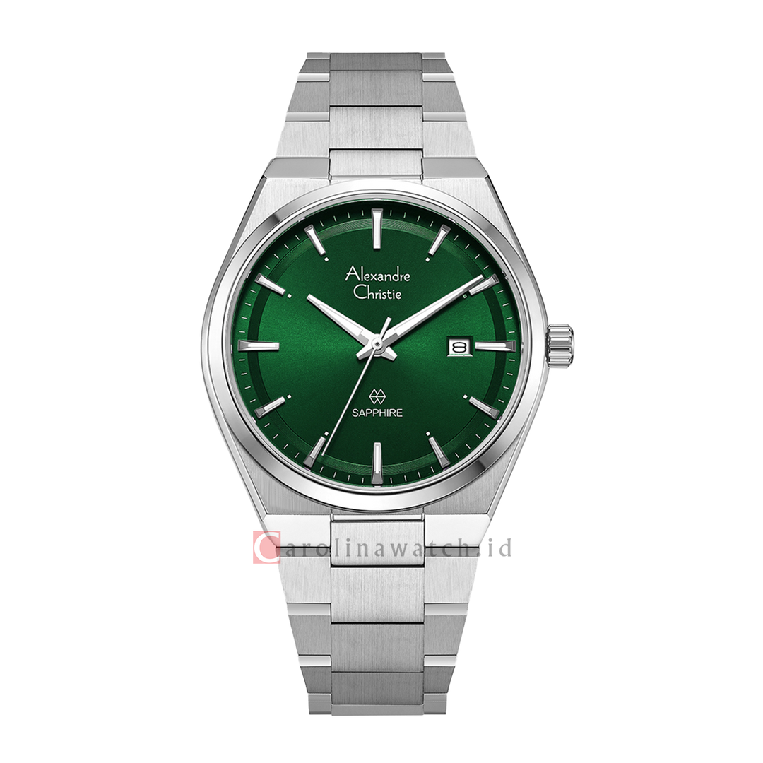 Jam Tangan Alexandre Christie Classic Steel AC 8697 MDBSSGN Men Green Dial Stainless Steel Strap