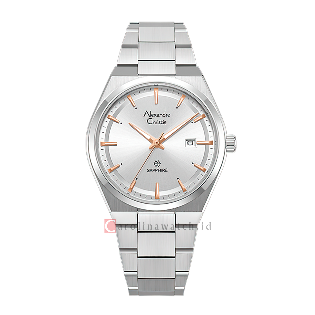 Jam Tangan Pria Alexandre Christie Classic Steel AC 8697 MDBSSSLRG Silver Dial Silver Stainless Steel Strap