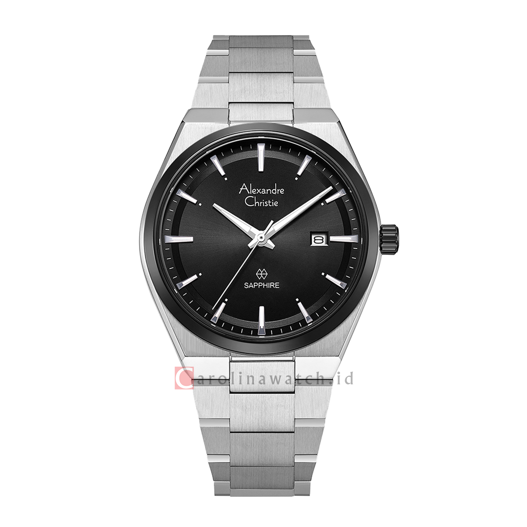 Jam Tangan Alexandre Christie Classic Steel AC 8697 MDBTBBA Men Black Dial Stainless Steel Strap