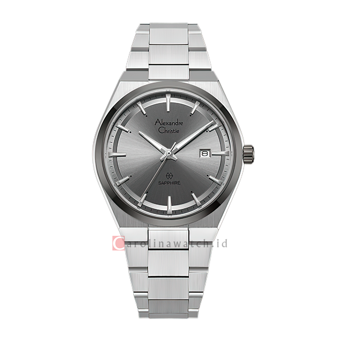 Jam Tangan Pria Alexandre Christie Classic Steel AC 8697 MDBTEGR Gray Dial Silver Stainless Steel Strap