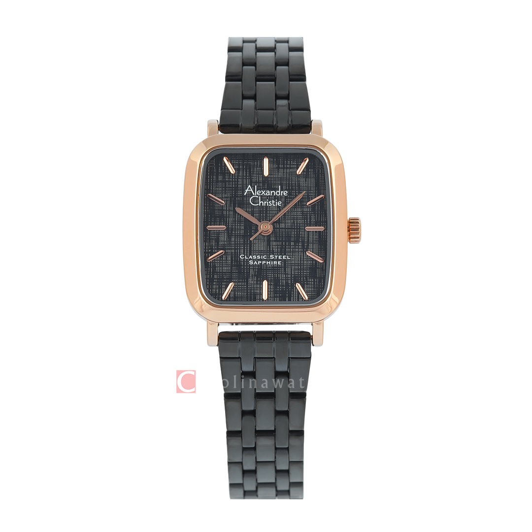 Jam Tangan Alexandre Christie Classic Steel AC 8699 LHBBRBA1 Women Black Dial Black Mesh Stainless Steel Strap