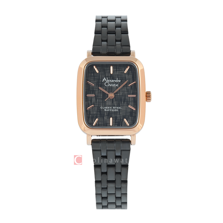 Jam Tangan Alexandre Christie Classic Steel AC 8699 LHBBRBA1 Women Black Dial Black Mesh Stainless Steel Strap