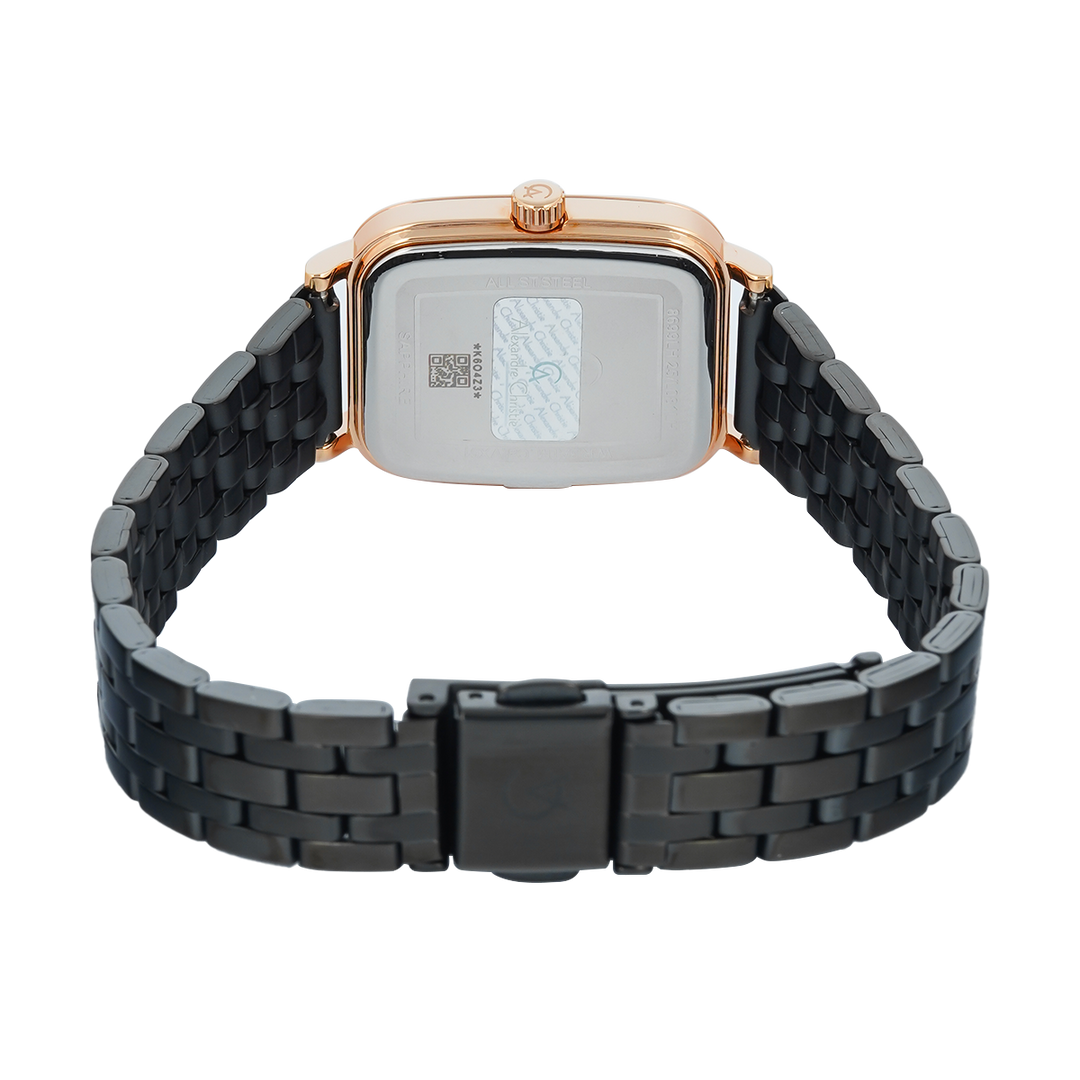 Jam Tangan Alexandre Christie Classic Steel AC 8699 LHBBRBA2 Women Black Dial Black Mesh Stainless Steel Strap