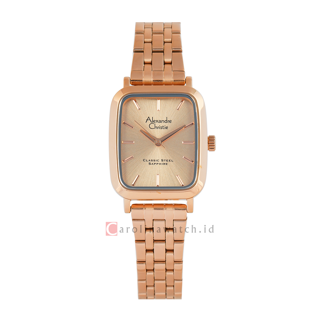 Jam Tangan Alexandre Christie Classic Steel AC 8699 LHBRGLN2 Women Gold Dial Rose Gold Stainless Steel Strap