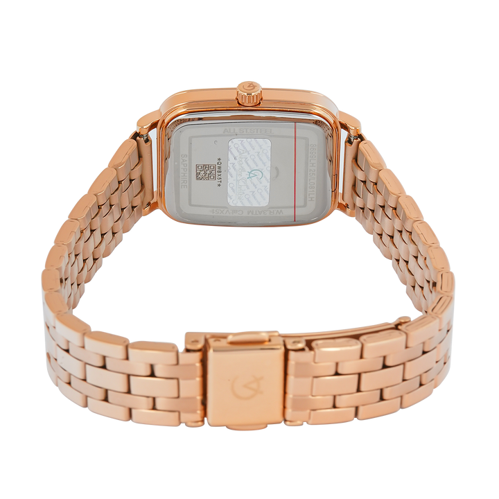 Jam Tangan Alexandre Christie Classic Steel AC 8699 LHBRGLN2 Women Gold Dial Rose Gold Stainless Steel Strap