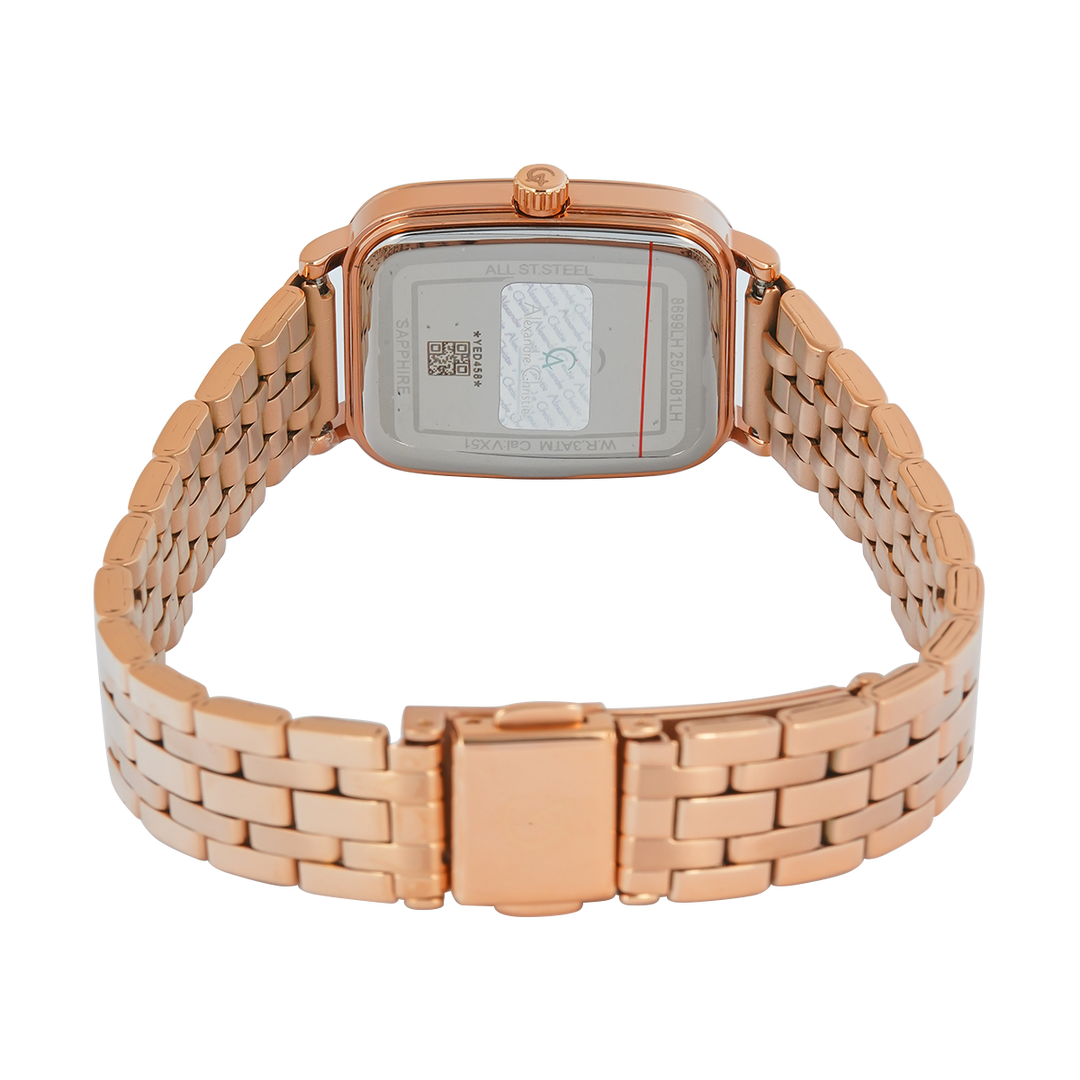 Jam Tangan Alexandre Christie Classic Steel AC 8699 LHBRGSL1 Women Silver Dial Rose Gold Stainless Steel Strap