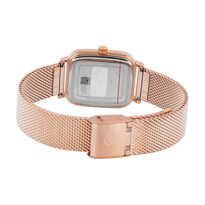 Jam Tangan Alexandre Christie Classic Steel AC 8699 LHBRGSL Women Silver Dial Mesh Rose Gold Stainless Steel Strap