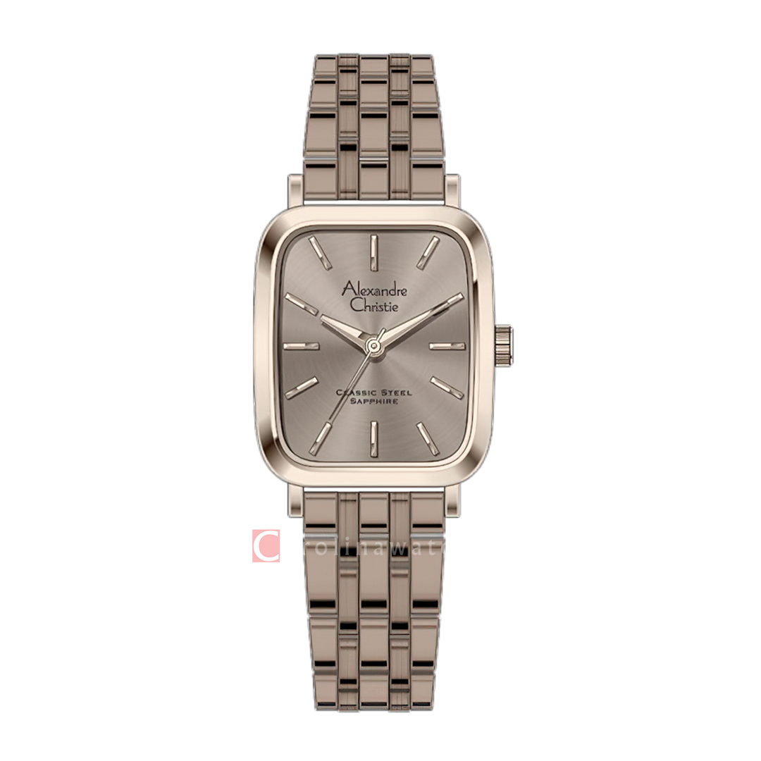 Jam Tangan Alexandre Christie Classic Steel AC 8699 LHBROBO2 Women Brown Dial Brown tainless Steel Strap