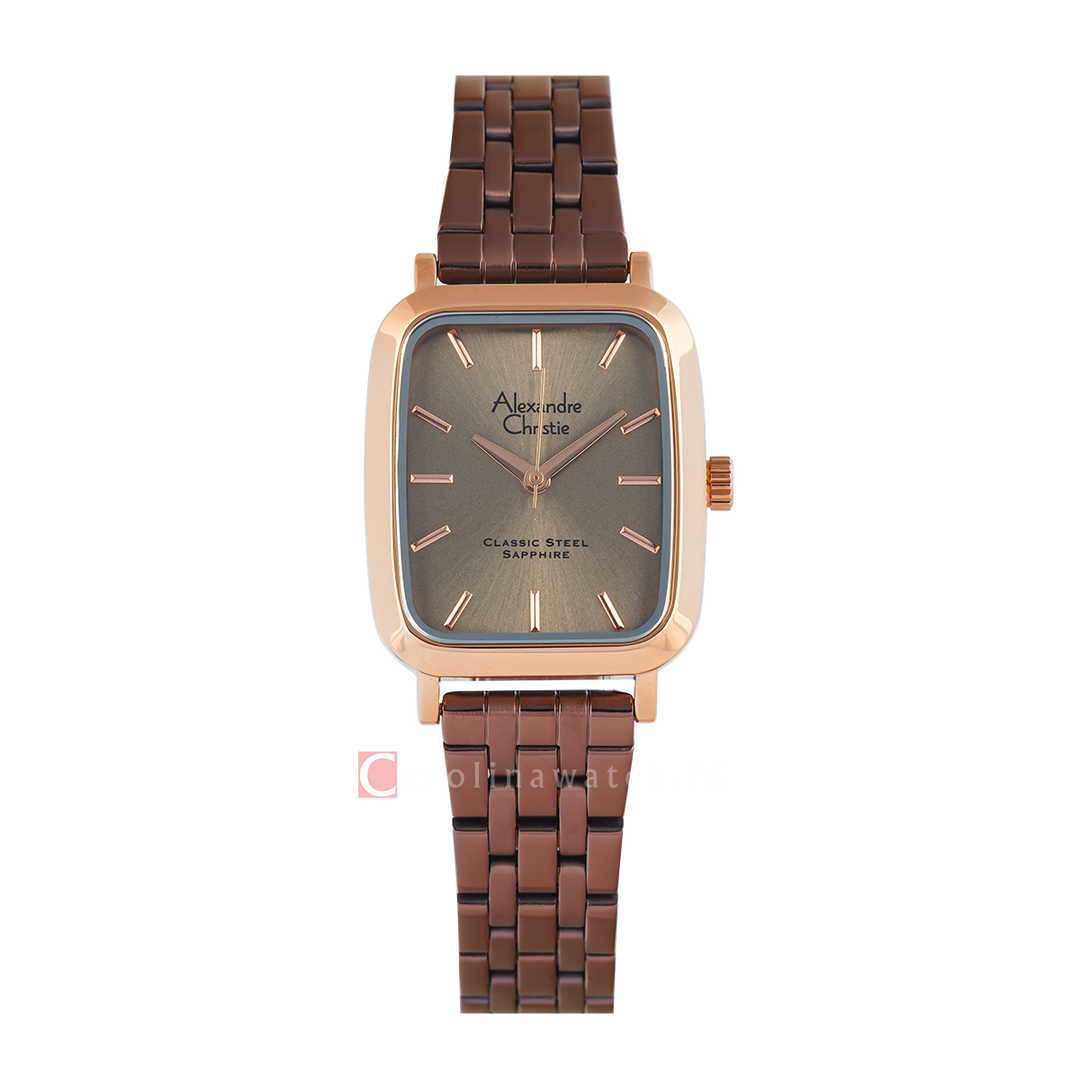 Jam Tangan Alexandre Christie Classic Steel AC 8699 LHBROBO2 Women Analog Dial Brown Stainless Steel Strap
