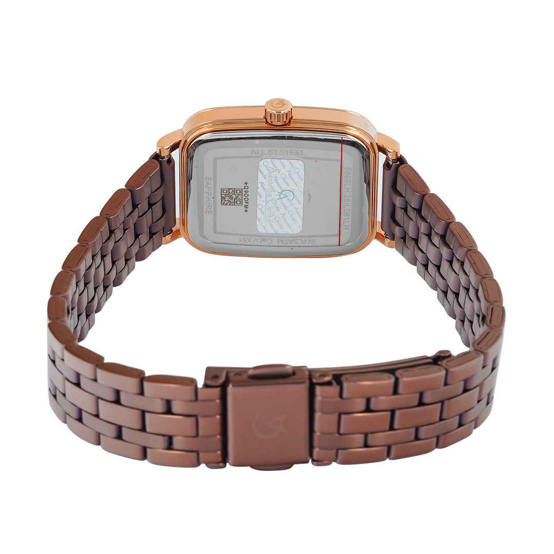Jam Tangan Alexandre Christie Classic Steel AC 8699 LHBROBO2 Women Analog Dial Brown Stainless Steel Strap
