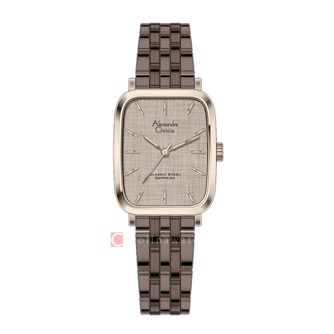 Jam Tangan Alexandre Christie Classic Steel AC 8699 LHBROLG1 Women Analog Dial Brown tainless Steel Strap