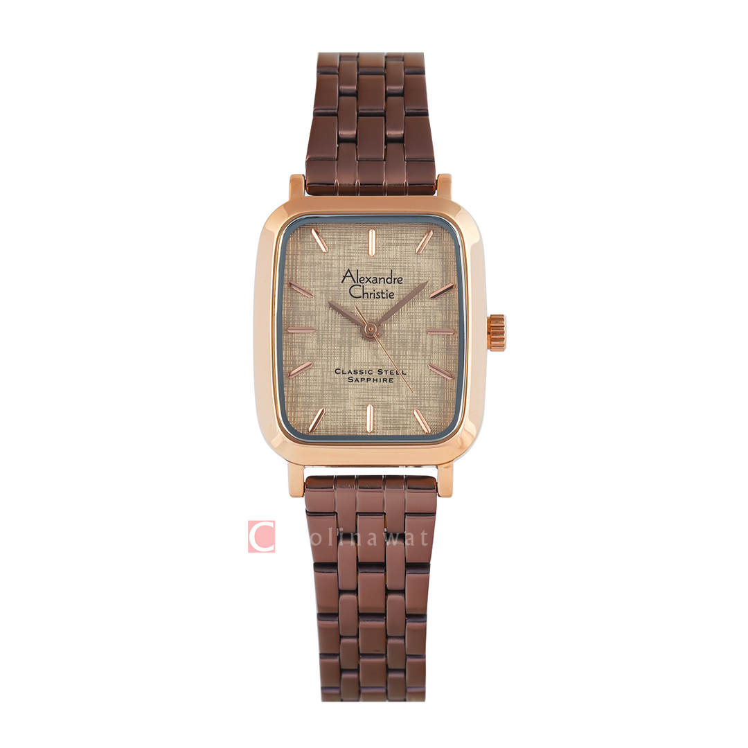 Jam Tangan Alexandre Christie Classic Steel AC 8699 LHBROLG1 Women Analog Dial Brown Stainless Steel Strap