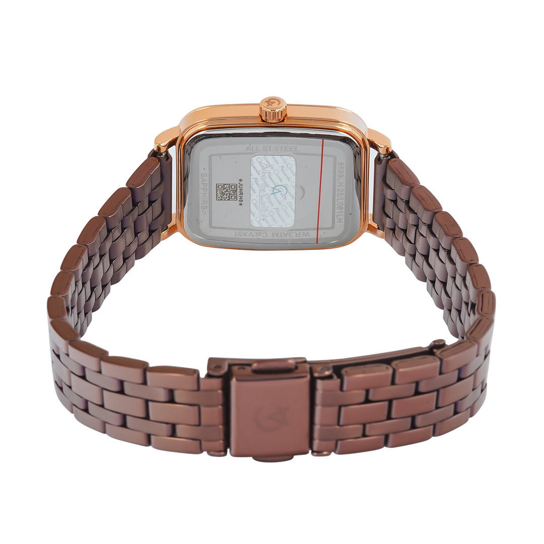 Jam Tangan Alexandre Christie Classic Steel AC 8699 LHBROLG1 Women Analog Dial Brown Stainless Steel Strap