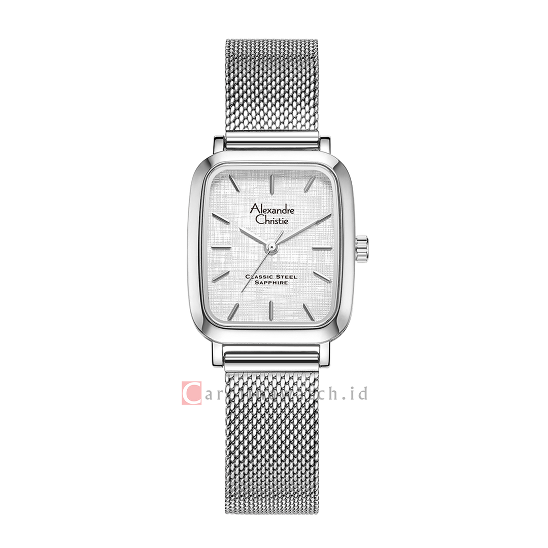 Jam Tangan Alexandre Christie Classic Steel AC 8699 LHBSSSL Women Silver Dial Mesh Stainless Steel Strap